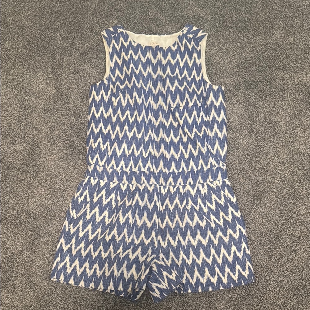 J.Crew Zigzag Patterned Blue White Romper
